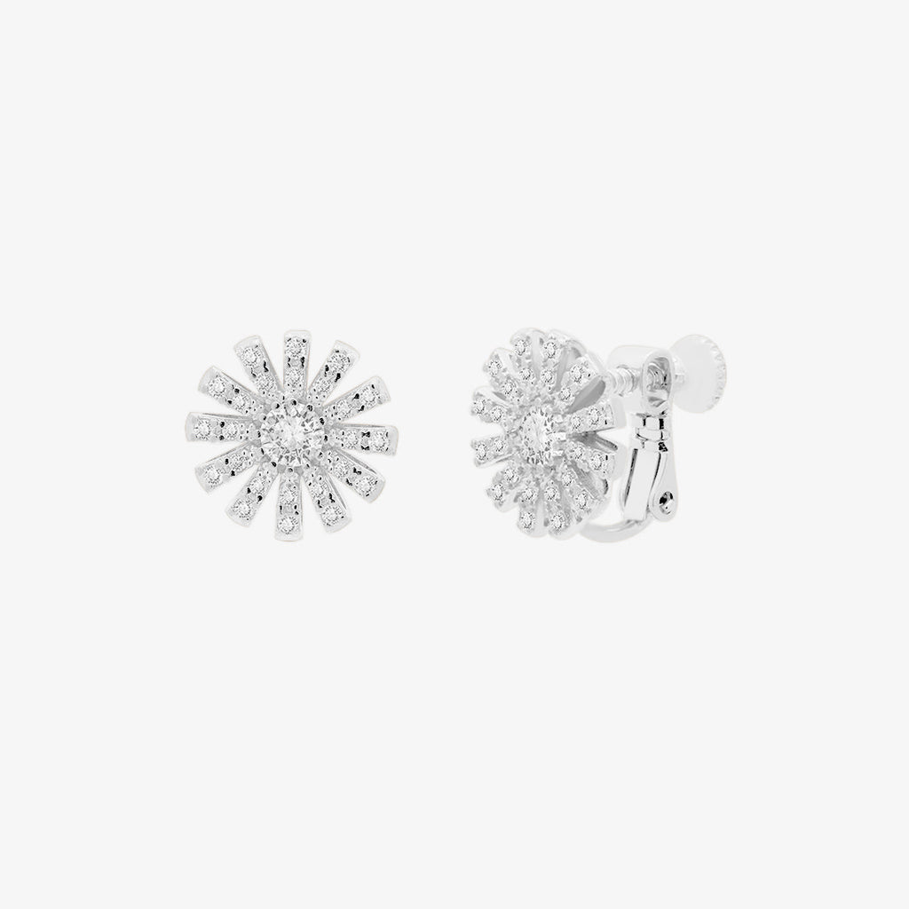 Daisy Cubic Clip on Earrings