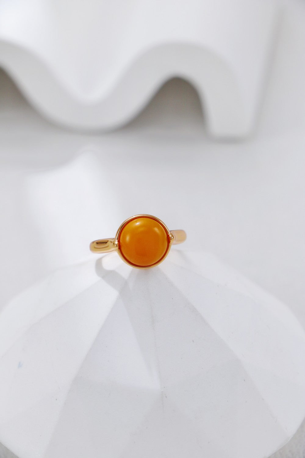 Natural Amber Open Ring